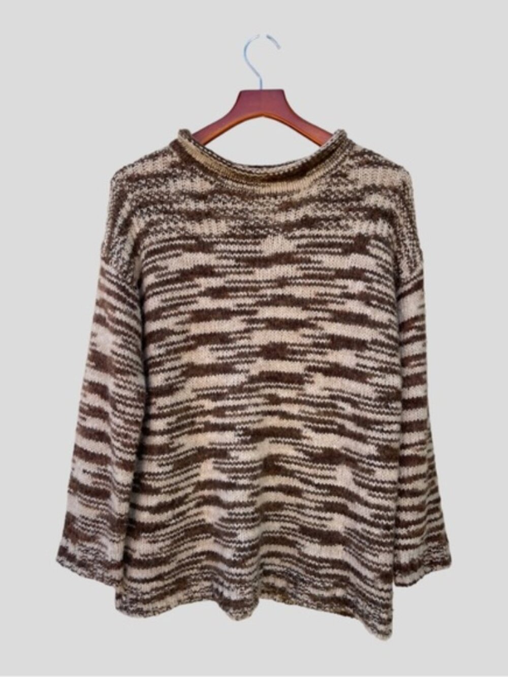 Urban Outfitters Ecote Brown Cream Space Dye Chunky Knit Sweater Sz S